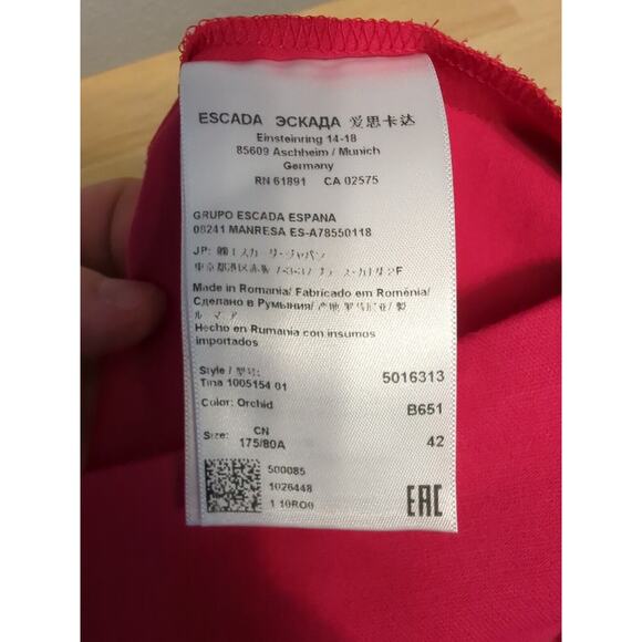 Escada Women Tina Straight Leg Ankle Crop Trouser Pant Size 42 US 12 Orchid Pink - Picture 7 of 7